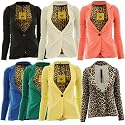 Estefani New Womens One Button Front Animal Line Ponte or Polyester Jersey Ladies Blazer Jacket Coat