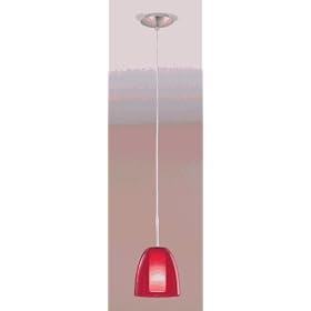 Eglo 87551A Sasso, Nickel Red and Frosted Opal, 1-Light Pendant Light Fixture by Eglo