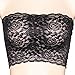 Women's Plus Size Floral Lace Unlined Stretchy Strapless See Through Bandeau Tube Top (S-L, Black)