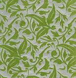 Flocked Velvet Paper- Green Ivy and Vines on Metallic Silver Paper 22x30 Inch Sheet
