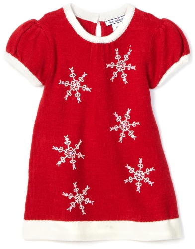 Hartstrings Baby-Girls Infant Snowflake Sweater Dress, Red, 18 Months