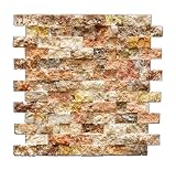 Scabos 1 X 2 Split-Faced Travertine Brick Mosaic Tile - 6 X 6 Sample