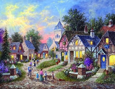Twilight Village 1000+pc Jigsaw Puzzle by Dennis Lewan