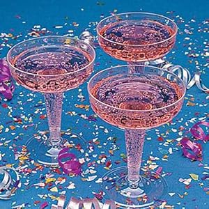 wedding reception decoration ideas, plastic champagne glasses