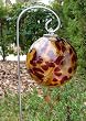 Burgundy and Gold Hand-blown Glass Sun Catcher Gazing Globe with Shepherds Hook (6 inch)
