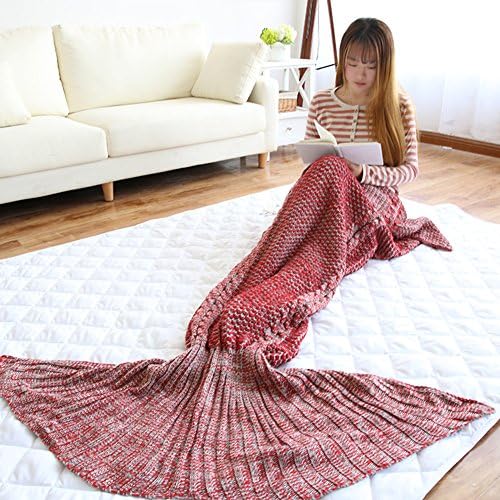 SweetToy Super Soft Mermaid Tail Blanket Fish Tail Sofa Blanket TV Wool Children/Adult All Seasons Use