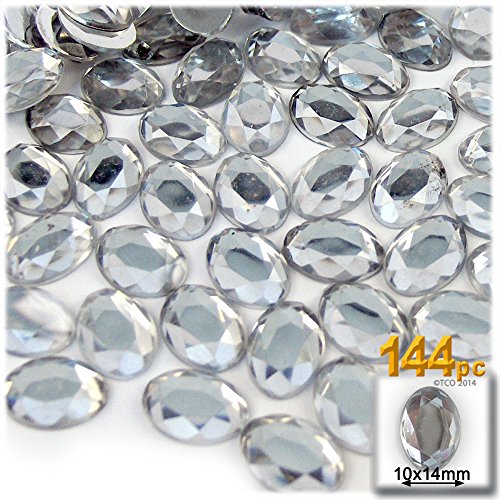 The Crafts Outlet 144-Piece Flat Back Loose Oval Rhinestones, 14mm, Crystal Clear