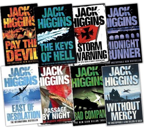 jack higgins 8 Books Collection Pack (Without Mercy, Pay the Devil, The Keys of Hell, East of Desolation, Midnight Runner, Storm Warning: The Epic World war II Adventure, Bad Company, Passage By Night)