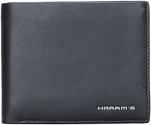 Harrms mans Genuine Leather Bifold Wallets for men with Ltalian Cowhide (One Size, BLACK-H321009)