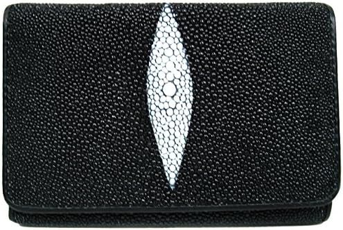 Genuine Stingray Leather Ladies' Tri-Fold Wallet in Black