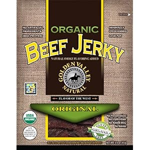 Golden Valley Natural Organic Beef Jerky Original 3-Ounce Pouches (Pack of 8)