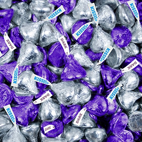 Bulk Chocolate Purple and Silver Foil Dark and Milk Chocolate HERSHEY'S KISSES Candies 2 lb