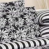 Tropical Print White Black Floral Bedding Duvet Cover Set King