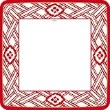 Caspari Set of Two Kiku Lacquer Red Square Paper Dinner Plate packages, 8 plates per package