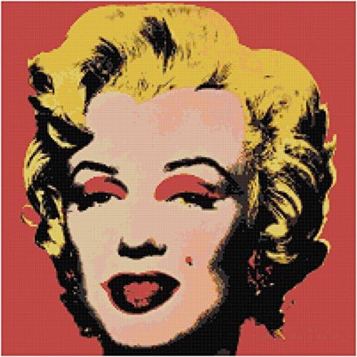 Andy Warhol Marilyn Monroe on Red Counted Cross Stitch Pattern