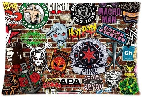 Cool Wall Graffiti Anchor Rose Bull Skull Logos Custom Standard Pillowcase DIY Pillowslips Roomy in Size 20 x 26 Inch