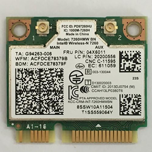 Mobile Options Genuine, New Intel Dual Band 7260.HMWG Half Mini PCI-E Wifi + Bluetooth 4.0 Adapter 04X6011