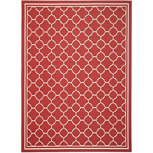SAFAVIEH Courtyard Collection 8' x 11' Red/Bone CY6918 Trellis Indoor/ Outdoor Splashproof Easy Scrubbing Patio Backyard Mudroom Area Rug