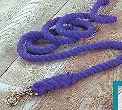 Hamilton Cotton Lead with Brass-Plated Bolt Snap, Blue, 3/4" Thick x 10' Long