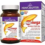 New Chapter Wholemega Fish Oil Supplement, 100% Wild Alaskan Salmon Oil with Omega-3 + Vitamin D3 + Astaxanthin - 120 ct