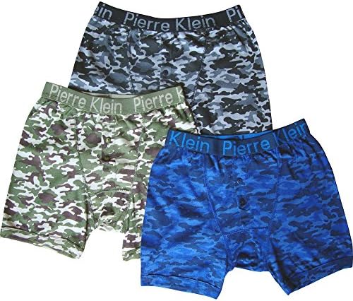 Pierre Klein Men's Fitted Soft Elasticated Camouflage Boxer Shorts 3 Pair Multi Pack Medium Multicoloured