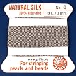 Griffin Silk Beading Cord & Needle Silver Gray Size 6