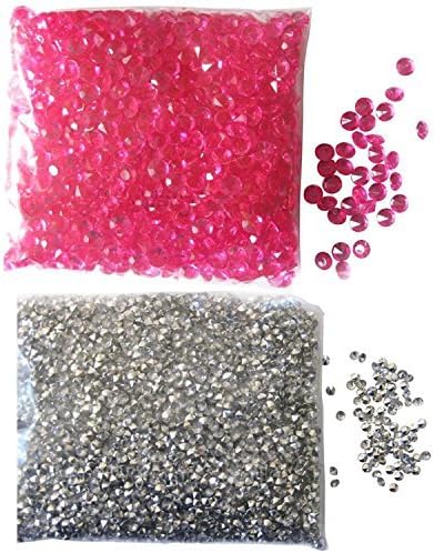 FreshGagdetz Set of 5000 Hot Pink and 4000 Silver Scatter Swarovski Style Crystals for Wedding Table Decoration