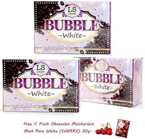 3 X Bubble White Coffee Glutathione Scrub Soap Whitening Reduce Celulite Coffee Aroma [Get Free Tomato Facial Mask ]