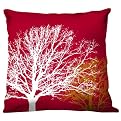100% Thai Silk Decorative Pillow - Fall Trees Red (18x18")