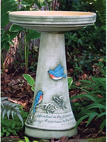 Burley Clay Hand Painted Bluebird Ceramic Bird Bath