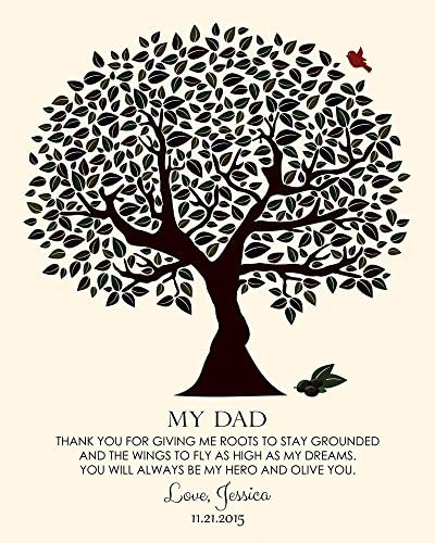 8x10 Unframed Personalized Gift For Father Olive You Tree Dad's Birthday Father's Day Wedding Gift Thank You Custom Art Print