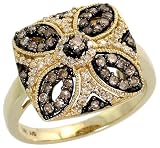 14ct Gold Flower Ring W 050 Carat White Chocolate Brilliant Cut Diamonds 916 14mm Wide P