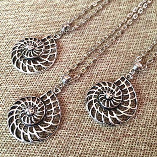 Silver Metal Ammonite Charm Necklace