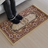 なかね家具 トルコ製玄関マット toru029 クラシックデザインマット ベージュ 50×90