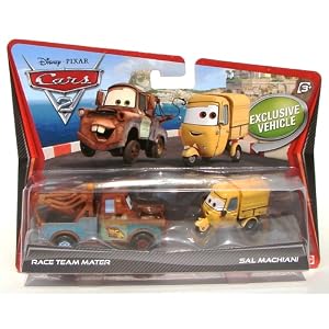 Disney Cars 2 Race Team Mater & Sal Machiani Diecast Vehicle 2-Pack 1:55 Scale