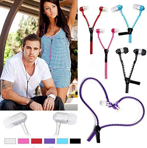 DESLONG® ZipBuds Earbuds 3.5mm Jack Tangle-Free Zipper Earphones Mic For Cellphone MP3/4(Red)