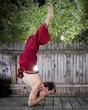 Unisex Indian Wrap Yoga Pants with Sari Border in Red
