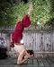 Unisex Indian Wrap Yoga Pants with Sari Border in Red