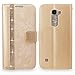 LG K7 Case/LG Tribute 5 Case, Cellularvilla [Slim Fit] [Stand Feature] Premium Pu Leather Wallet Case [Card Slots] [Wristlet] Book Style Flip Cover for LG K7 / Tribute 5 (Golden Bling)
