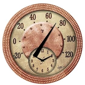 Springfield 18-Inch Copper Bearings Cast Aluminum Thermometer with Clock by 