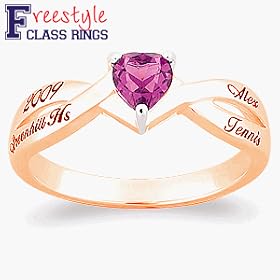 Ladies Birthstone Heart Class Ring - Personalized Jewelry
