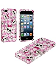 Wireless: myLife (TM) White + Pink Bows and Skulls Series (2 Piece Snap On) Hardshell Plates Case for the iPhone 5/5S (5G) 5th Generation Touch Phone (Clip Fitted Front and Back Solid Cover Case + Rubberized Tough Armor Skin + Lifetime Warranty + Sealed Inside myLife Authorized Packaging) "ADDITIONAL DETAILS: This two piece clip together case has a gloss surface and smooth texture that maximizes the stylish appeal of your iPhone 5 and brings out the unique colors and designs in the case itself." - myLife Brand Products
