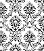 Black on White Victorian Stencil Damask Wallpaper