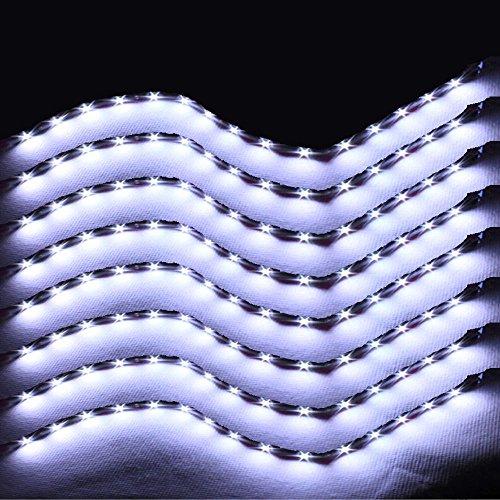 XT AUTO 8pcs 12V Super Bright 30cm 15 LED Flexible Waterproof LED Strip light For Car Interior & Exterior Decoration DRL Day Running Light Or Boat Bus Garden
