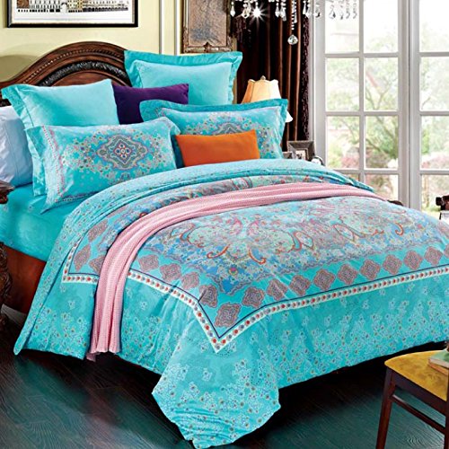 Geven 4pcsCharming Green bedding set/duvet cover/ flat sheet/Queen/king