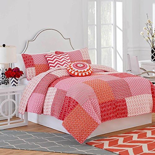 Jill Rosenwald Multi Patch Reversible Quilt, Full/Queen, Coral