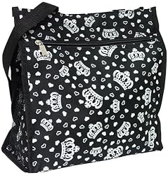 Crown Black White Print ShopperTote Bag Purse Handbag