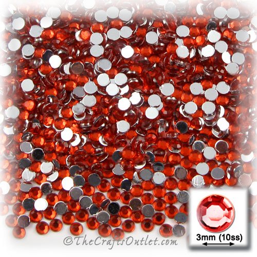 1440pc Rhinestones Round 3mm - 10ss flatback Ruby Red RED