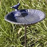 Achla Feng Shui Patio Decor Purple Ceramic Lavender Shell Birdbath Decorative Garden Bird Feeders