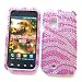 Samsung Fascinate i500 Galaxy S (Verizon) Snap-on Protector Hard Case Rhinestone Cover "Pink Wave" Design